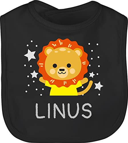 Baby Lätzchen - Geschenk Löwe mit Name personalisiert I Lion I Löwen - Unisize - Schwarz - personalisiertes personalisierte geschenke löwenmotiv kita schlabberlatz junge personaliesirtes tiere