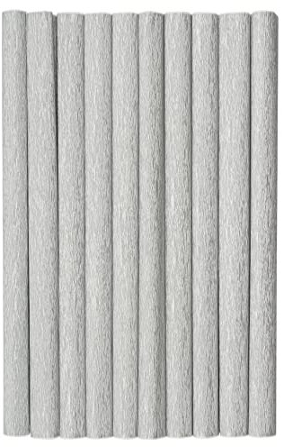 Krepppapier 50x200 cm Crepepapier für Handwerke, Kräuselpapier zur Dekoration, Schulpapier, Rollenpapier Elastizität, nicht abfärbende Farben, silber 10er Pack, ysilver