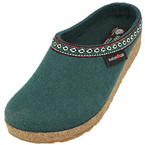 HAFLINGER Grizzly Franzl Filzpantoffel Hausschuh Filzclog Piniengrün, Gr. 46
