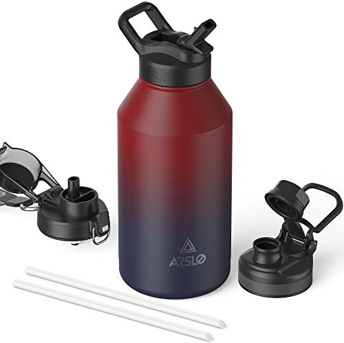 Arslo 64 Oz Mens Water Jug Stainless Steel Insulated Sport Water Bottle With Straw