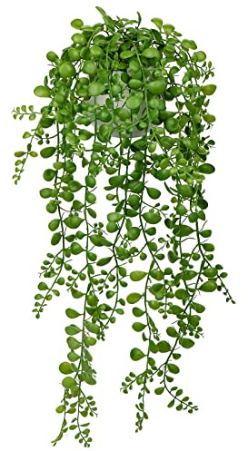 Hollyone 58 cm Künstliche Pflanzen Hängend, Kunstpflanzen Wie Echt, Deko Pflanze Künstliche im Topf, Kunstpflanze Hängend Grünflanze, Plastik Pflanzen für Schlafzimmer Wohnzimmer Deco Büro Bad Küche