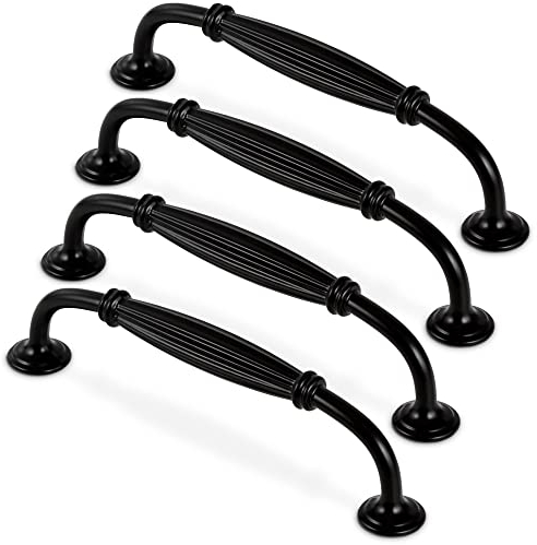 Mavö 4 x Schubladengriffe 128mm Möbelgriffe vintage Aluminium Schwarz Aster