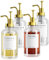 TIMIFTE Lot de 4 distributeurs de sirop de café pour accessoires de café, distributeur à pompe à café, bouteille de sirop en verre avec pompes dorées et 42 étiquettes, 500 ml