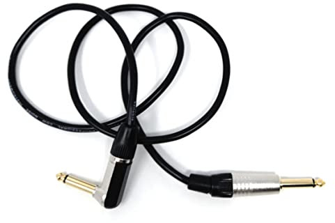 DRUT 1m 6.35mm 1/4'' Right Angle MONO Male to Male Jack Cable Compatible with Guitar/Amp/Speaker Low Noise Lead Gold Connectors 3.3ft