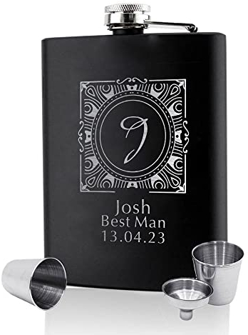Hip Flasks for Men Personalised Hip Flask Usher Flask Groomsmen Gifts Best Man Gift for Wedding Christmas Custom Engraved 6oz Stainless Steel Flasks for Groom Father of The Bride (design1)
