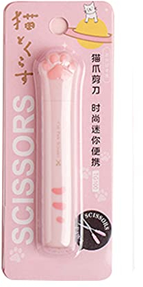 Newwyt Cartoon Katzen Pfoten Taschenschere Mini Edelstahl Schere mit Schutzhülle Tragbare Schere Bastelschere Rosa Edelstahl + ABS