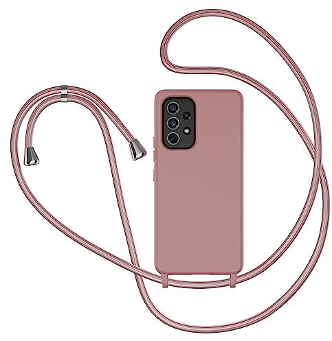 KetteTech Coque avec Cordon pour Samsung Galaxy A52 4G / 5G / A52S 5G, Silicone Liquide Collier Réglable Téléphone Étui Portable Lanière Housse, Couleur Lotus