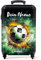 NoBoringSuitcases.com Fotokoffer personalisiert, Kinderkoffer - 55x40x20cm Handgepäck Trolley, Hndgepäck Koffer Kinder - Kinder Trolley- Fußball in Grün - Leicht - Koffer mit Namen Initialen
