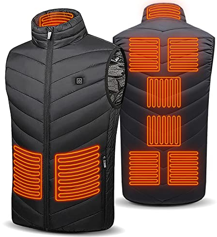 Warming Heated Vest USB, Electric Heated Body Warmer, Heated Jackets for Men/Women, Washable Heated Gilet Heated Clothing with 3 Levels Heat Settings, Heat Vest for Motorcycle Fishing Skiing (L)