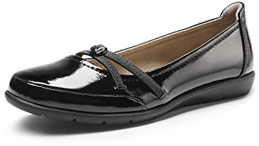 DREAM PAIRS Ballerines Femme Élégante Chaussures Plates Classique avec Lanières Croisées Confortables Noir-Pat SDFA2361W-NEW-E Taille 36 (EUR)