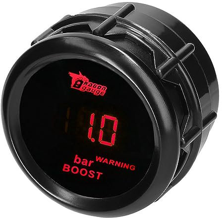 MOCNT Auto Ladedruckanzeige 2 52mm Turbo Boost Anzeige Bar Turbo Ladedruckanzeige Rot Licht Digitalanzeige Messgerät Turbo Boost Gauge Rauch Len Universal mit Sensor