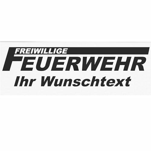 INDIGOS UG - Aufkleber - Autoaufkleber - Freiwillige Feuerwehr mit Wunschtext individuell personalisiert - schwarz 200 mm - selbstklebend - Auto, LKW, Boot, löschen - Bergen - Tuning - Heckscheibe