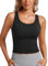 CRZ YOGA Women's Butterluxe Double Lined Tank Tops Racerback Scoop Neck Crop Top Workout Sleeveless Tanks Top Black 12