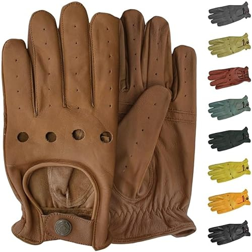 German Wear, Herren Driving Autofahrer-Handschuhe Lederhandschuhe (Karamell, 9=L)
