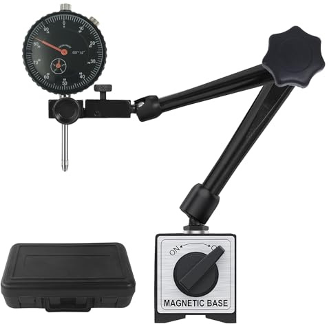 HDLNKAK Dial Indicator Gauge and Magnetic Base, 0-1/0.001Dial Indicator with 176lbs (80kg) Max Pull Magnetic Base, Measuring Tool for 3D Printer, Table Saw Measurement, Auto Repair and CNC Machine
