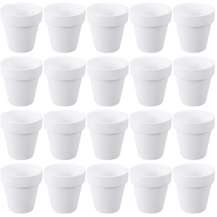 HANABASS 20pcs Piccoli Vasi in Terracotta, Mini Vaso Terracotta Con Foro Di Scarico, Vasetti Per Piantine Cactus Flower Pots Succulent Nursery Pots Per Fiori Interni Esterni 6,3 * 2,3 Pollici, Bianco