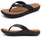 KuaiLu Khaki Schwarz Flip Flops Damen Leder Zehentrenner für Sommer Beach Frauen Bequeme Yoga Mat Tanga Sandalen für Plantar Fasciitis Größe 39EU