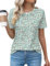 Rapbin Womans Casual Round Neck Tunic Tops for Leggings Summer Short Sleeve Tshirts Dressy Blouses,Green Floral,XL