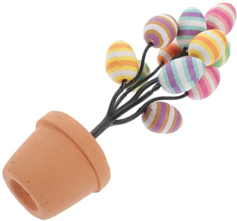 Cabilock Osterei-Topfpflanze Tischdekoration Ostereier basteln Osterbaumschmuck -Mittelstück-Dekoration Embleme osterparty Dekoration Ostereier-Bonsai-Figur Drucken Statue