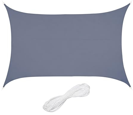Relaxdays Toldo Vela, 3 x 4 m, Repelente al Agua, Poliéster, Cuerdas Tensoras, Rectangular, Jardín, Balcón, Gris Oscuro