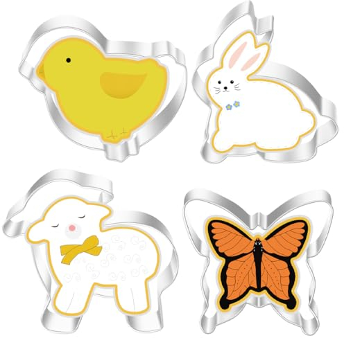 Tadipri 4 Stück Ausstechförmchen Hase, Küken, Plätzchen Ausstecher Ostern, Ausstechform