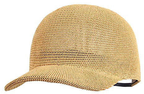 Summer Unisex Paper Straw Baseball Cap Stylish Beach Cap Woven Visor Sunhat Travel Outdoor Sports Cap Camel