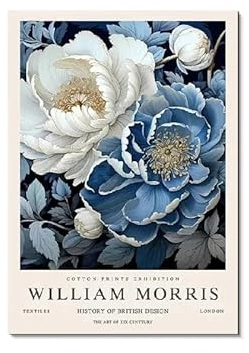 GYTRI CGFHJ William Morris Weiß Blau Pfingstrose Poster Abstrakte Wandkunst William Morris Leinwand Malerei Blume Pflanze Drucke Für Home Decor Bild 50x70cm Ungerahmt