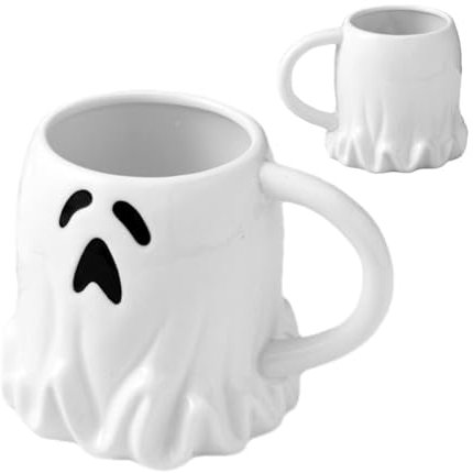 Neamou Ceramic Ghost Mugs - 400ml Spooky Ghost Tea Cup Cute Coffee Mug | Photobooth Props Novelty Beverage Container for Hot Chocolate, Hot Coffee, Juices