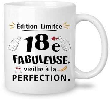 Yufansd Mug Anniversaire 18 Ans Humour Tasse pour Homme/Femme Cadeaux d'anniversaire Souvenir/Cadeau pour 18ème Fille Fils Maman Papa Grands-parents Tante Oncle Nounou Marraine Parrain (18)