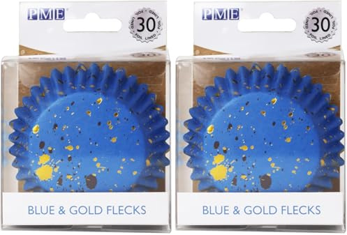 PME Cupcake Cases Foil Lined, Blue & Gold Flecks Pk/30 (Pack of 2)