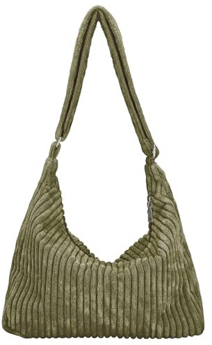 Ulisty Damen Latschig Cord Hobo Tasche Verstellbarer Riemen Schultertasche Umhängetasche Lässig Tragetasche Handtasche grün