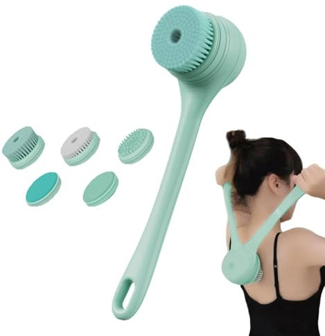 Estropajo de espalda para la ducha, de baño de doble mango, resistente al agua, de baño y cuerpo, eléctrico, gran de espalda con batería para baño facial, masaje