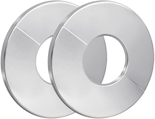 Isslly 2 Pack Shower Arm Flanges, 304 Stainless Steel Round Replacement Split Escutcheon Plates, 2.7 Inch Shower Pipe Cover Plate for Shower Head Arms - Silver