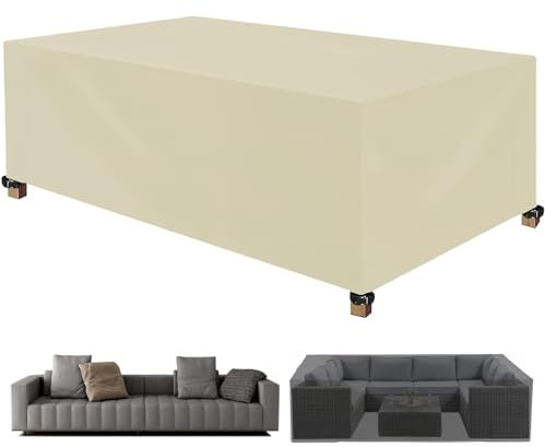 Lounge Furniture Cover 220 x 150 x 60 cm Heavy Duty Rain Cover Dustproof Cover, Waterproof, Dustproof, Ripstop, Protective Tarpaulin Cover, for Irgendwelche Möbel, Beige