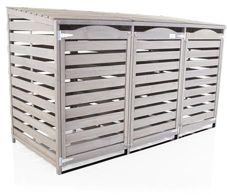 Wheelie Bin Storage Unit Triple Three Bins Garden Universe Outdoor 3 Wheelie Bin Storage In Grey WBS02-GREY