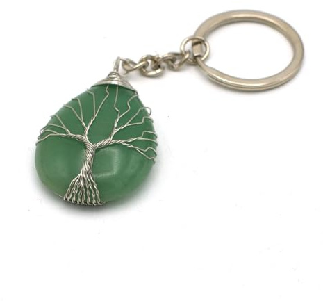 Miracles Minéraux Porte clé Pierre Naturelle arbre de vie| Produit Artisanal| Fabrication française| Bien être| lithothérapie