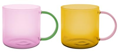 Remember Glasbecher Fred, 2er Set, 500ml, spülmaschinengeeignet – Design Trinkgläser aus Borosilikatglas im farbenfrohen Look, für Wasser, Saft oder Cocktails, Glasbecher Set
