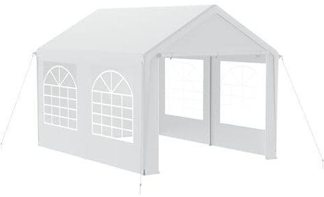 FIVMEN Pavillon Partyzelt 3x4 m mit 6 Abnehmbaren Seitenwänden Wasserdicht Stabil Winterfest Sonnenschutz Gartenpavillon Party Zelt Gartenzelt, Weiß