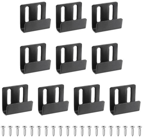 sourcing map 10 Pcs Stainless Steel Tile Hanger, Adjustable Heavy Duty Wall Mount Bracket Display Wall Hook Fastener with Screws for Mirror Picture Frame, Black, 10mm(3/8) Inner Width