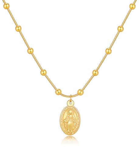 VNOX Katholisches Damen Halskette Religiöses mit Jungfrau Maria | Damen Halskette Religiöses Geschenk für Mutter, Tochter oder Patin zur Kommunion, Firmung, Taufe, Geburtstag