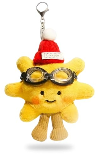 CUZKC Sonne Schlüsselanhänger Plüsch,Bag Charms sonn Taschenanhänger Kinder,Cute sonne Taschen Anhänger Süß,Plüsch Kuscheltiere Keychain,sonn Schlüsselanhänger Aesthetic für Mädchen
