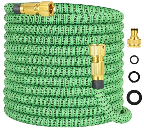 75ft Expandable Garden Hose, high-Density 3750D | fabric with durable latex, kink-free flexible expandable hose for pet and car washing, lawn and garden watering.