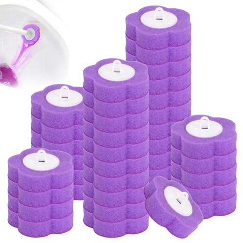 36 Pcs Disposable Toilet Brush Replacement Head, Toilet Wand Disposable Refill Heads, Disposable Replacement Head suitable for for Home Bathroom Kitchen (Purple)