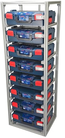 Generisch FixRack 8F Profi sehr stabiles Regal für L-BOXX & Sortimo Werkzeugkoffersysteme – für 8X Systemkoffer Größe 136 (DIY)