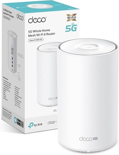TP-Link Deco X1500-5G Router con Sim, 5G Mesh WiFi 6, AX1500Mbps Dual Band, Fino a 4.67 Gbps in Download, 3 Porte Gigabit WAN/LAN, Alexa, Plug&Play, Copertura fino a 190 m², 2×2MU-MIMO， OFDMA | Copertura WiFi per tutta la casa. Rete unificata. Porte Gigabit. Controllo parentale. App Deco.