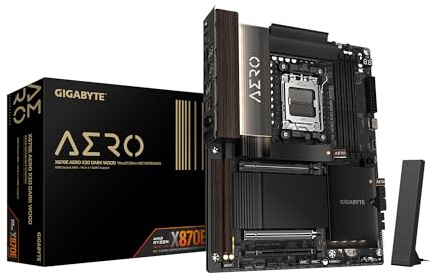 GIGABYTE X870E AERO X3D Dark Wood AMD AM5 ATX Motherboard, Support Ryzen 9000/8000/7000 Series, DDR5, 16+2+2 Power Phase, 4X M.2, PCIe 5.0, USB4, WIFI7, Dual 5GbE, EZ-Latch, 5-Year Warranty
