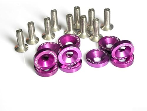 Kit de boulons et rondelles M6 en aluminium anodisé, fixation sous le capot pour montage de phare de voiture, clips de panneau de carrosserie automobile (violet)