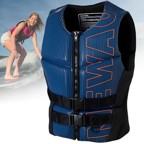 River Vest Unisex Regolabile Alta Galleggiabilità Leggera Neoprene Nucleo EPE per Kayak Pesca Surf(NavyBlue,S)