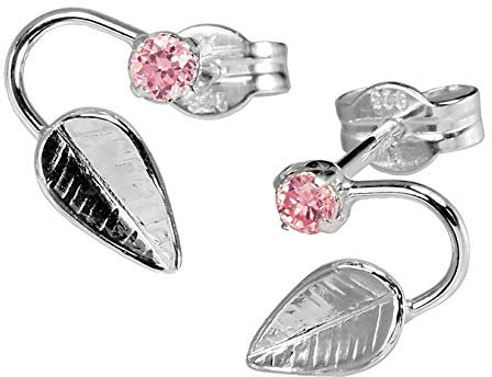 SilberDream Ohrringe Damen 925 Silber Ohrstecker Blatt Zirkonia rosa SDO531P Silber Ohrstecker