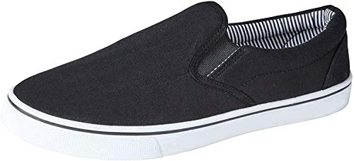 Mens Slip on Canvas Summer Shoes (9, Black)
